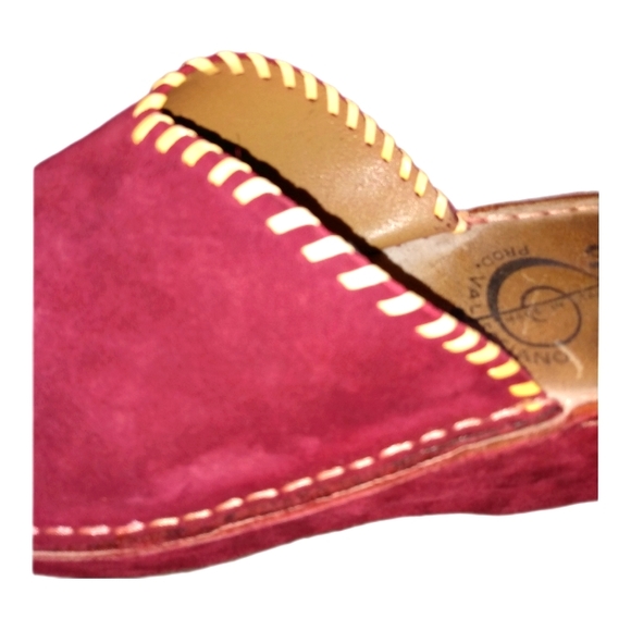 🔴 SALE VTG Red Suede/Leather Italian Clogs - Picture 5 of 10